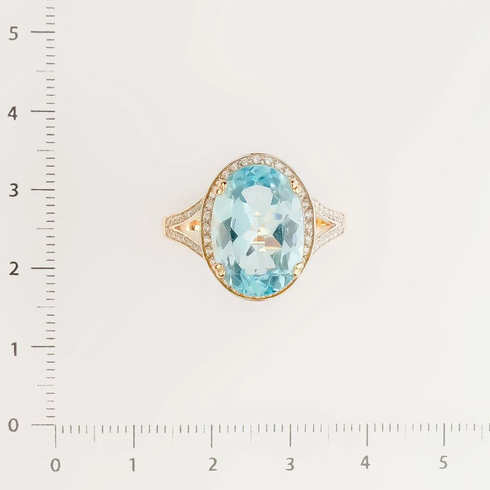 Кольцо с топазом из красного золота 585 пробы