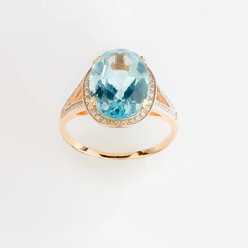 Кольцо с топазом из красного золота 585 пробы