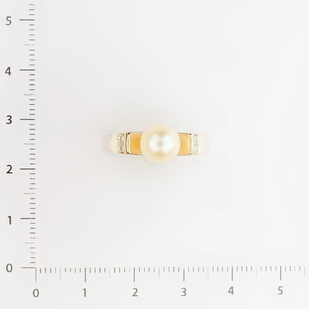 Кольцо с культивированным жемчугом из белого золота 585 пробы