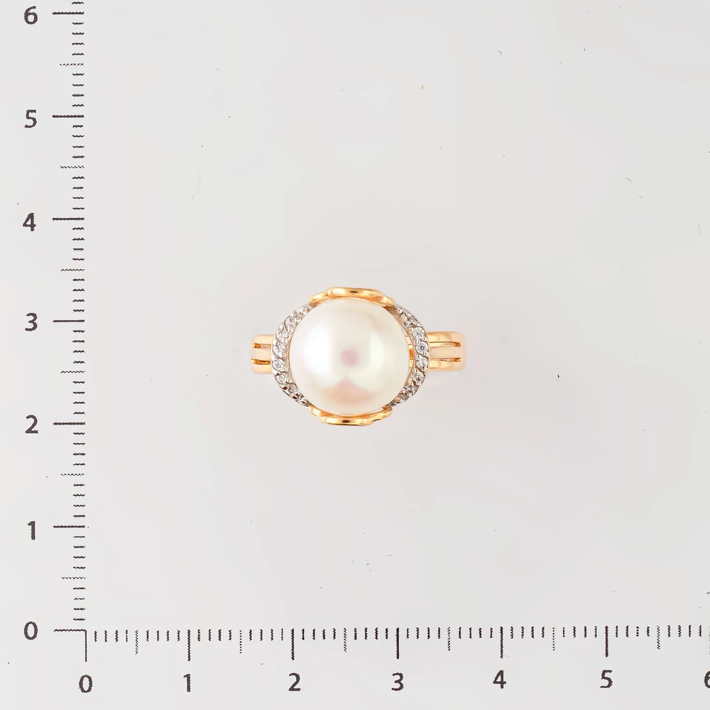 Кольцо с культивированным жемчугом из красного золота 585 пробы