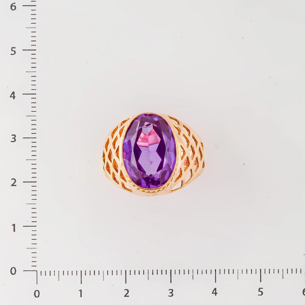 Кольцо с фианитом из красного золота 583 пробы