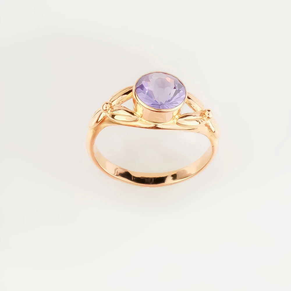 Кольцо с фианитом из красного золота 583 пробы