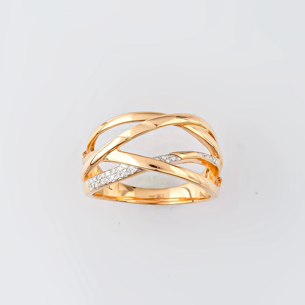 Кольцо с бриллиантом из красного золота 585 пробы