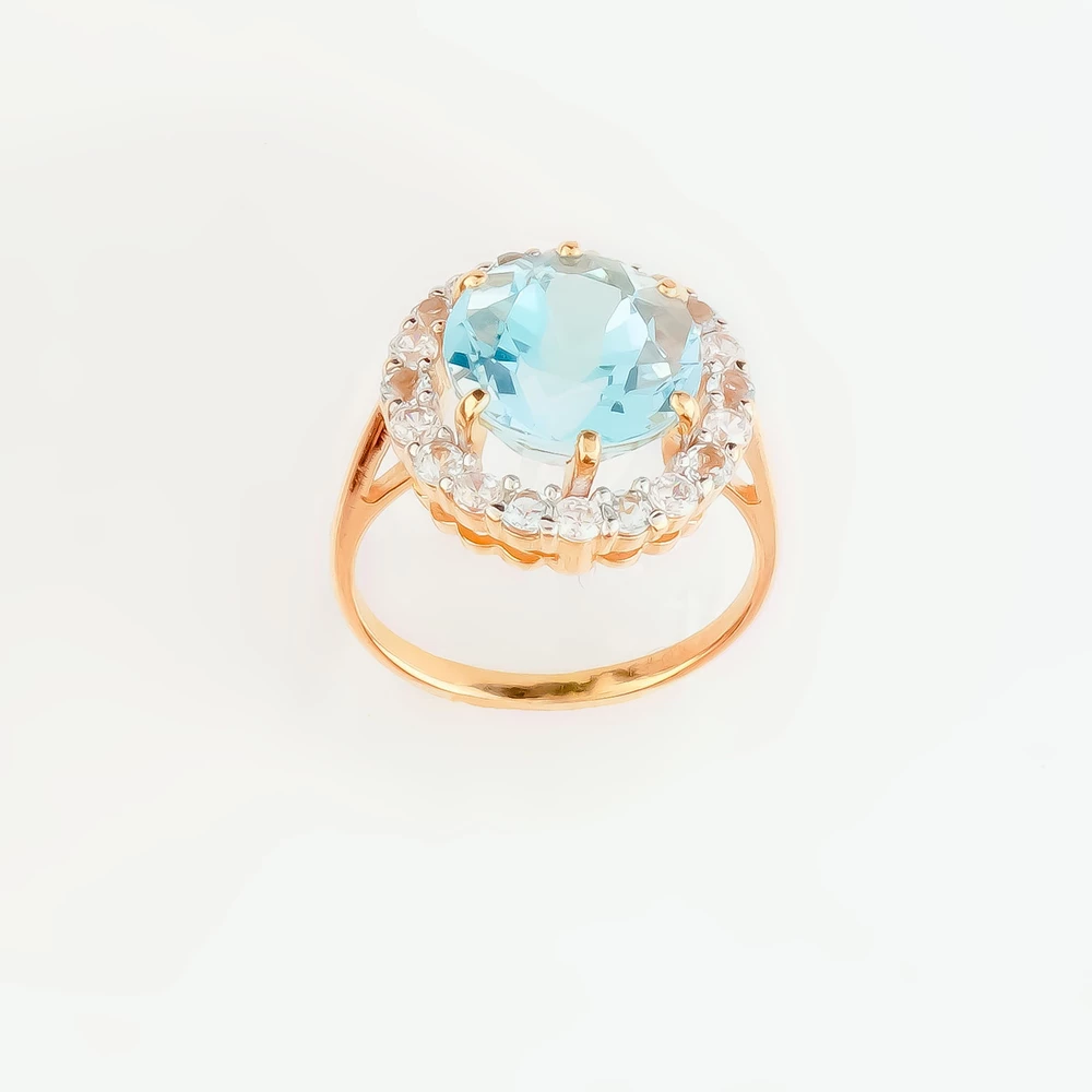 Кольцо с топазом из красного золота 585 пробы