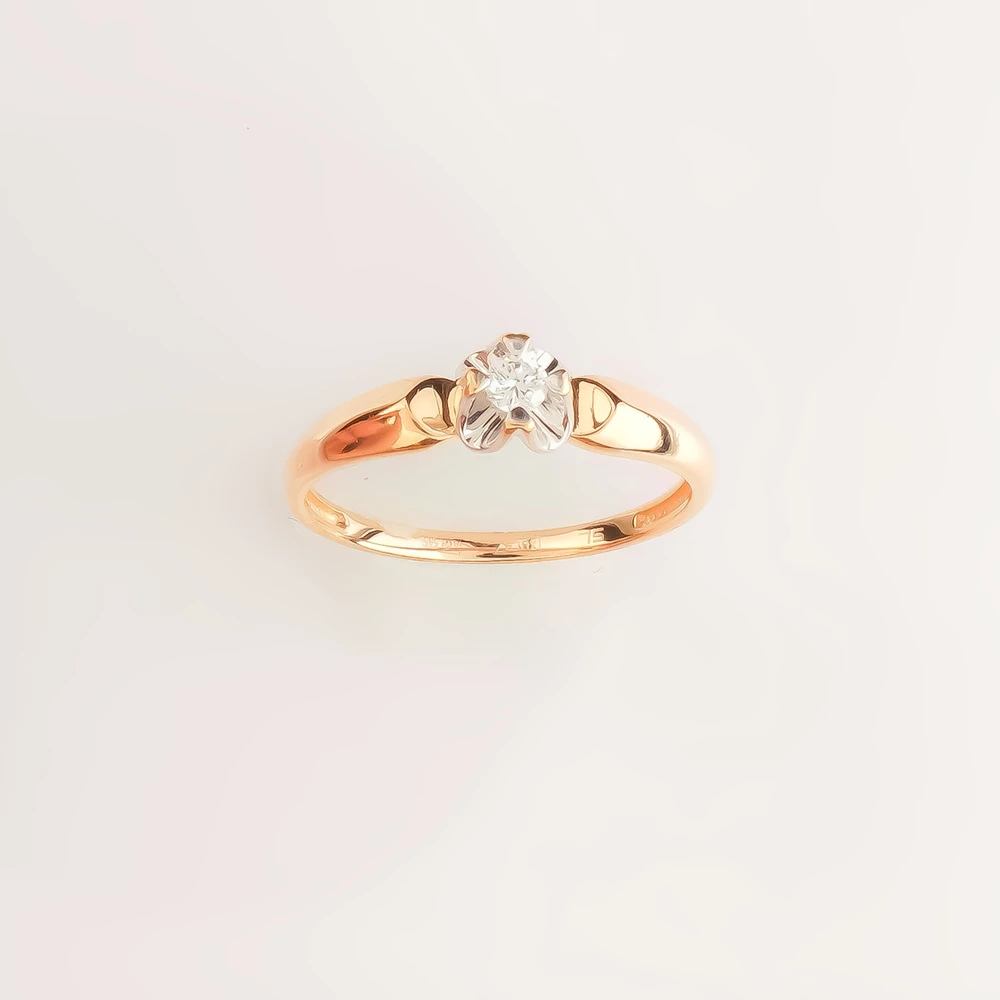 Кольцо с бриллиантом из красного золота 585 пробы