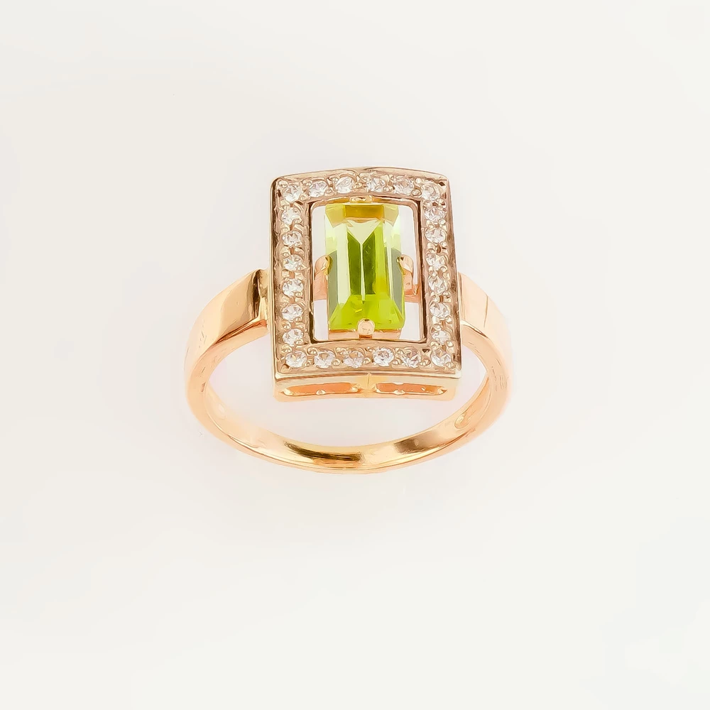 Кольцо с хризолитом из красного золота 585 пробы