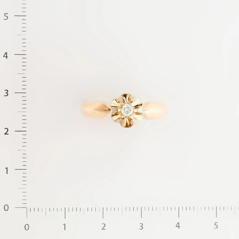 Кольцо с бриллиантом из красного золота 585 пробы