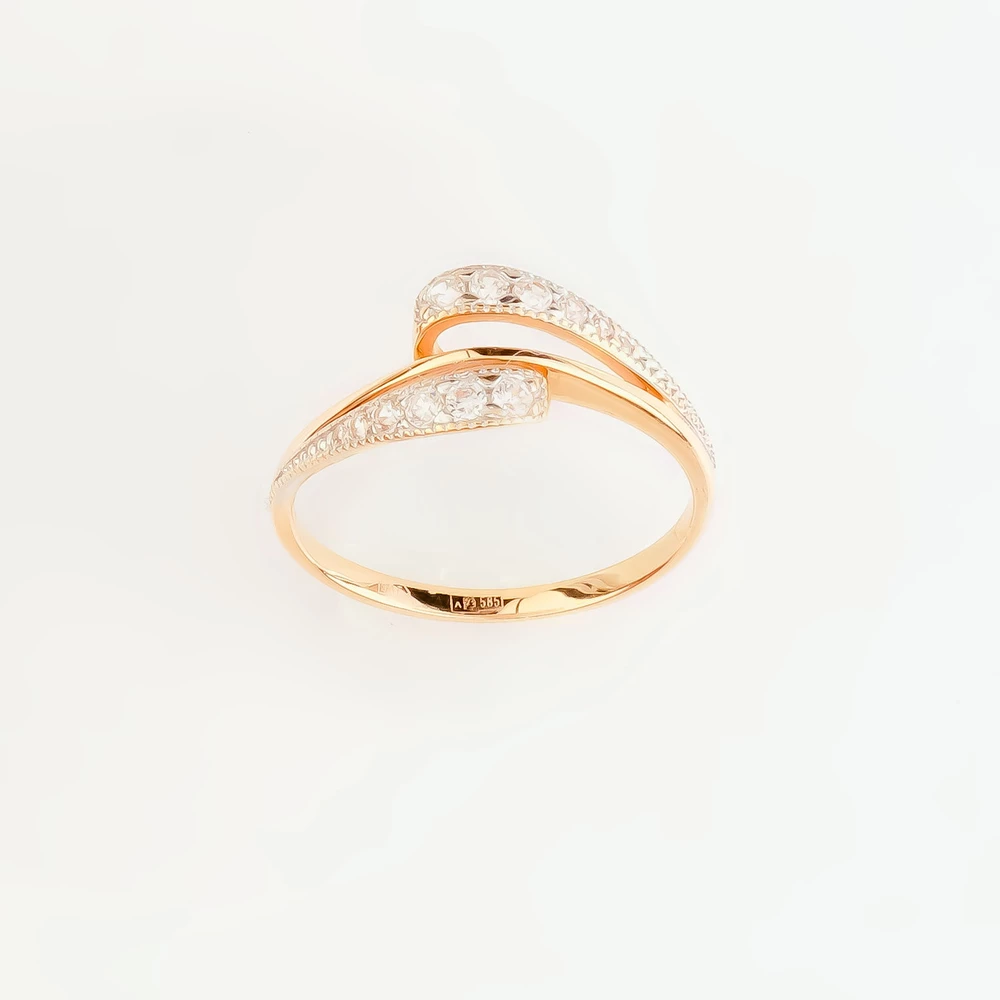 Кольцо с фианитом из красного золота 585 пробы