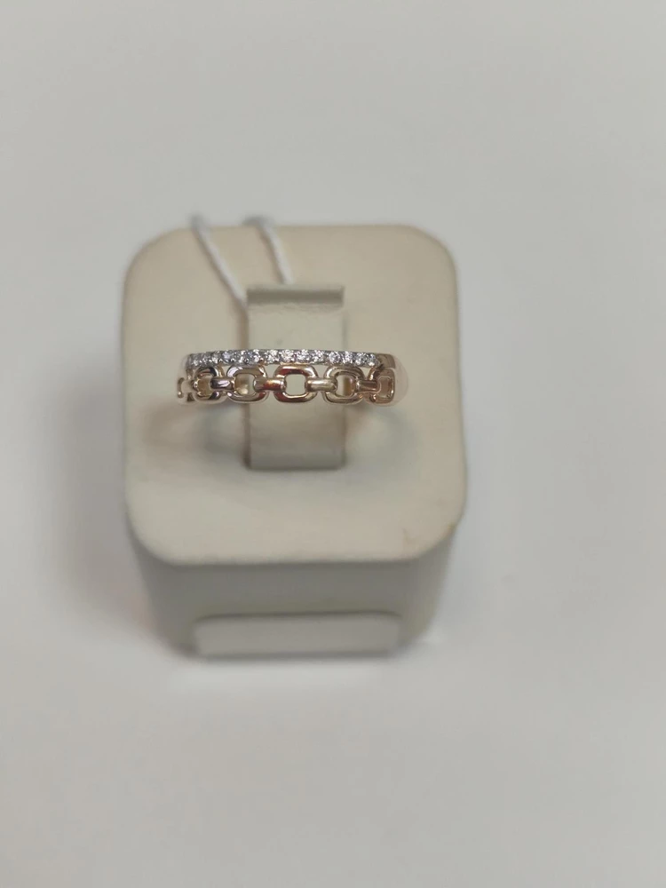 Кольцо с фианитом из красного золота 585 пробы