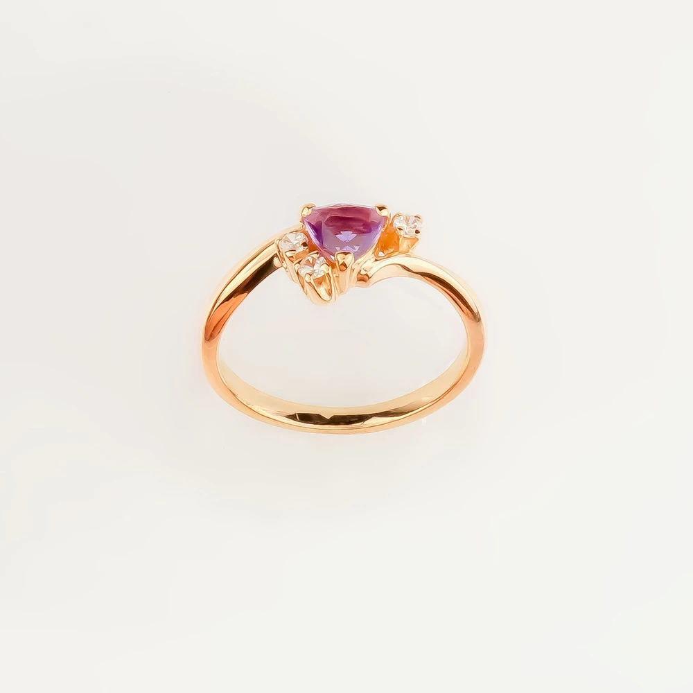 Кольцо с аметистом из красного золота 585 пробы