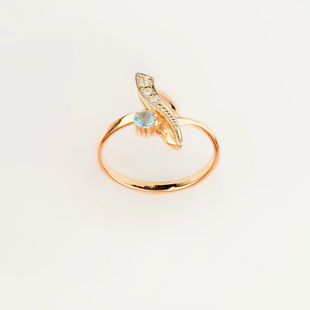 Кольцо с топазом из красного золота 585 пробы