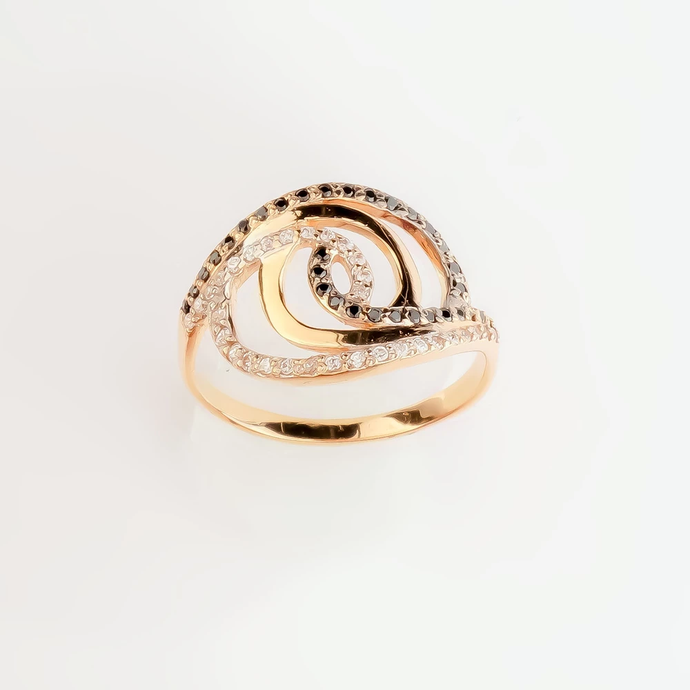 Кольцо с фианитом из красного золота 585 пробы