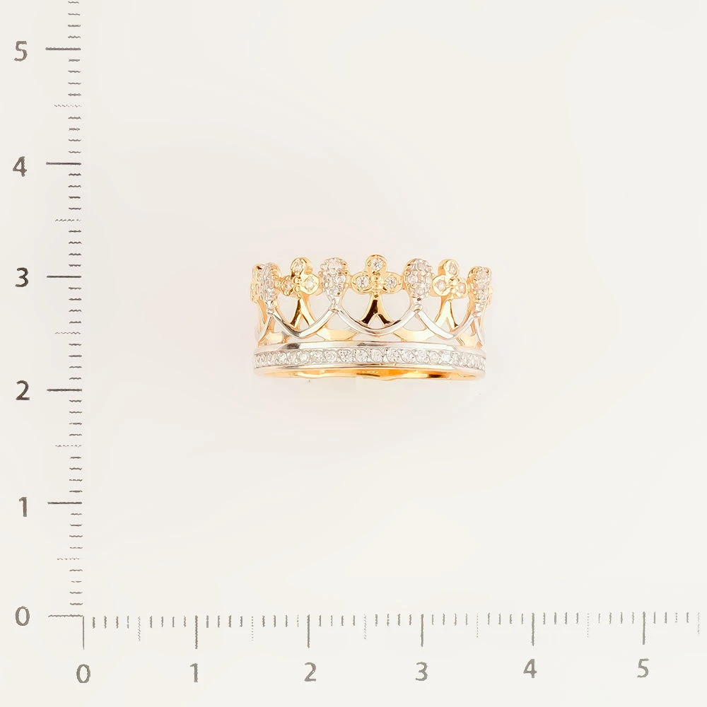 Кольцо с фианитом из красного золота 585 пробы