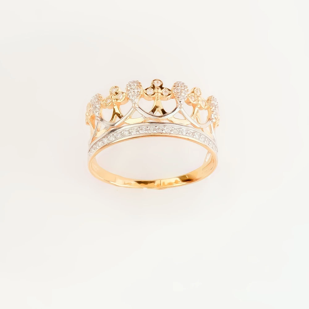 Кольцо с фианитом из красного золота 585 пробы