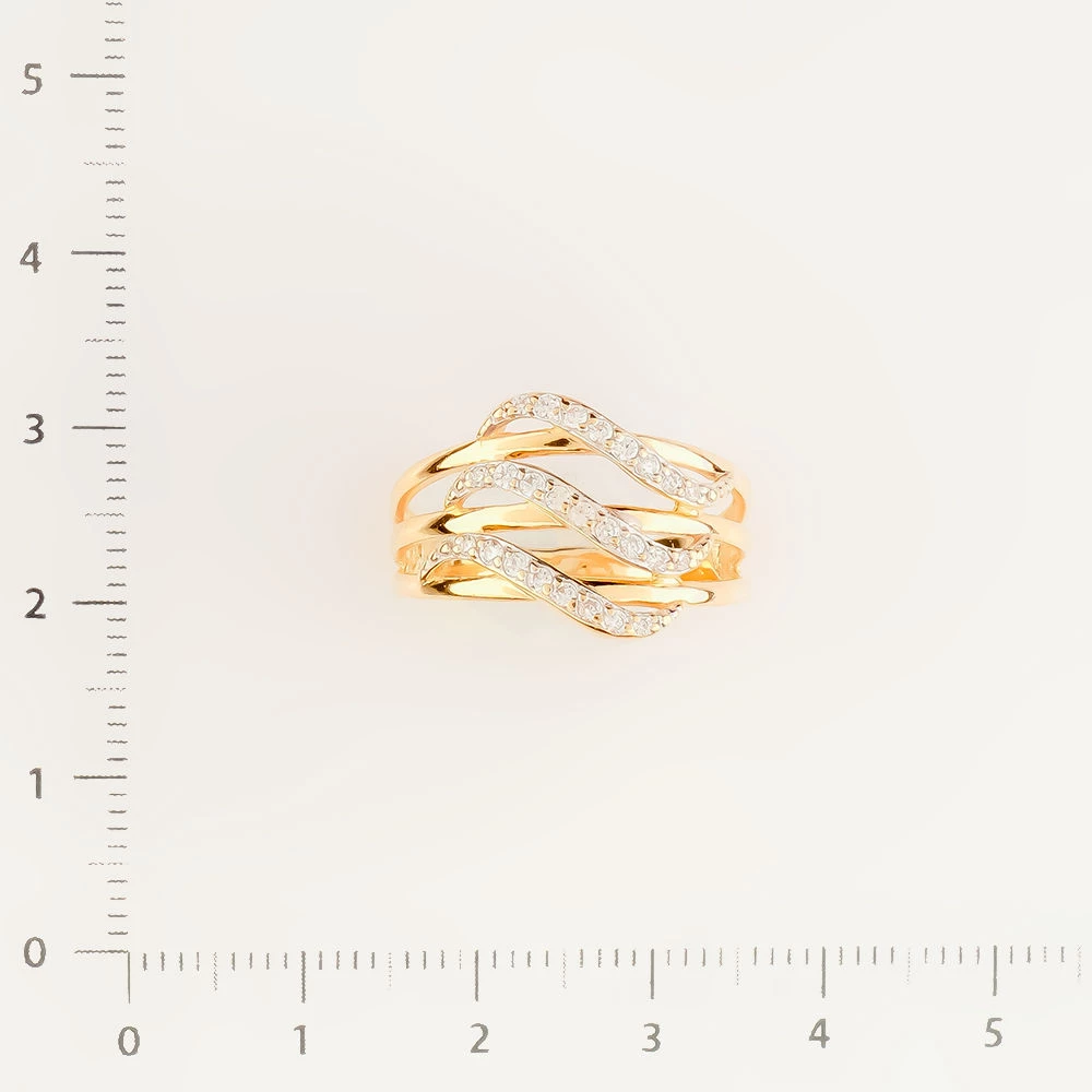 Кольцо с фианитом из красного золота 585 пробы