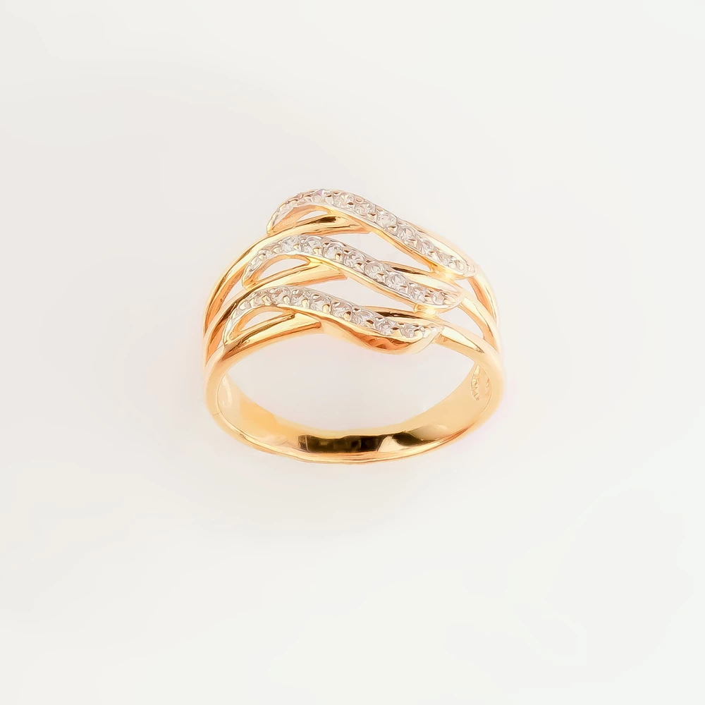 Кольцо с фианитом из красного золота 585 пробы