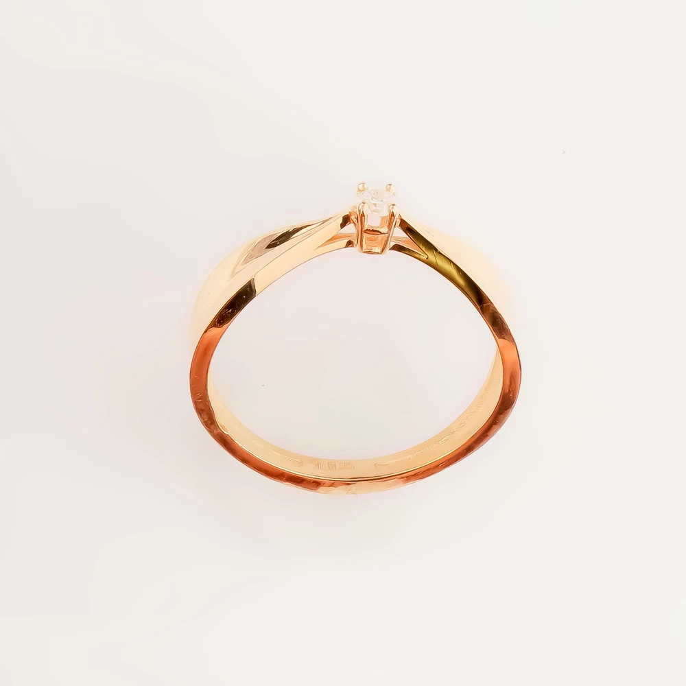 Кольцо с бриллиантом из красного золота 585 пробы