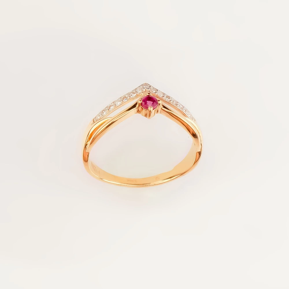 Кольцо с родолитом из красного золота 585 пробы