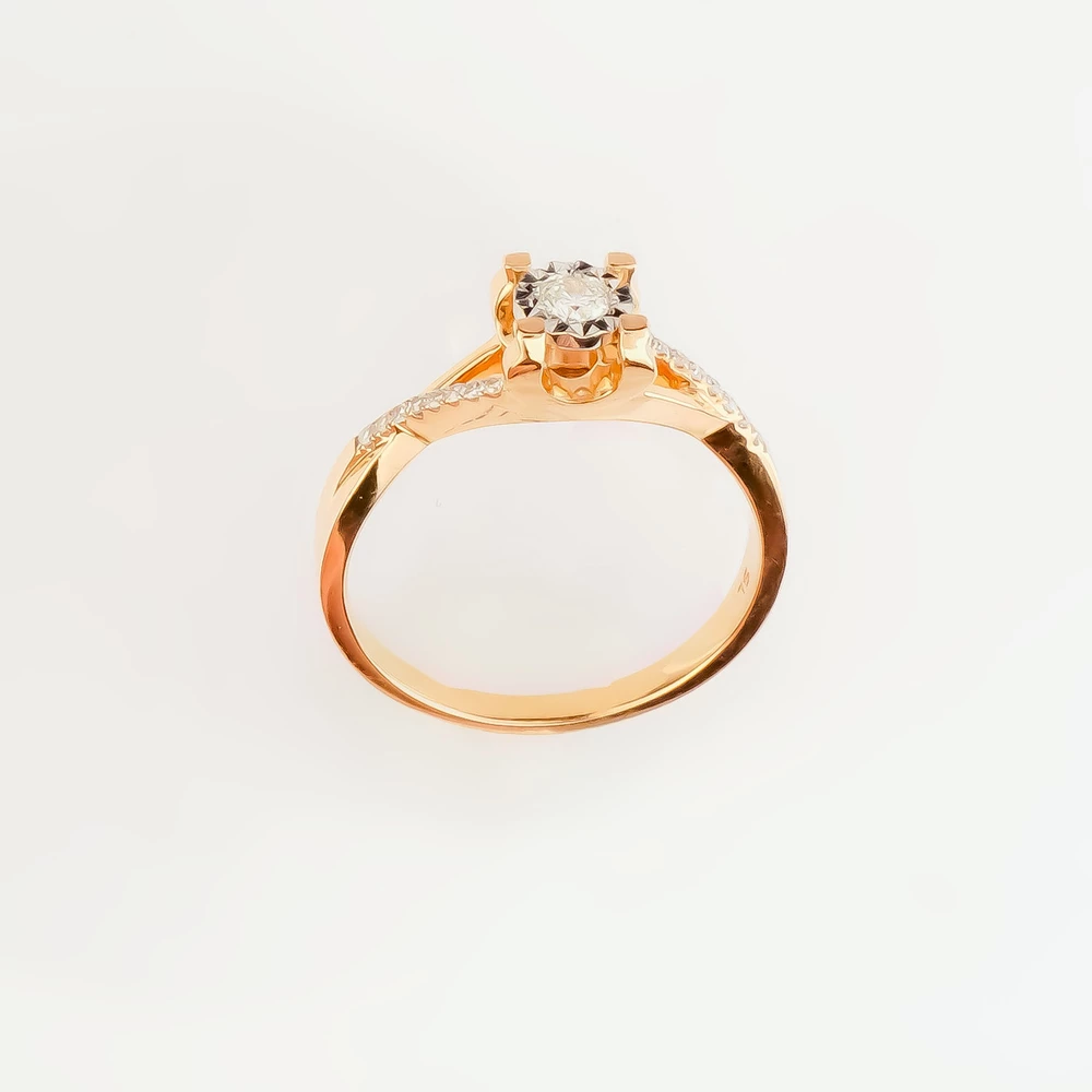 Кольцо с бриллиантом из красного золота 585 пробы