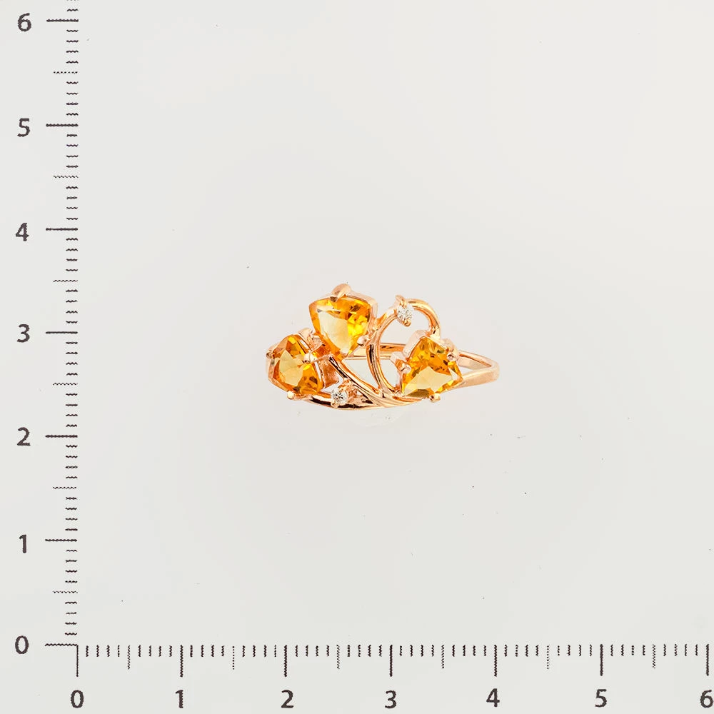 Кольцо с цитрином из красного золота 585 пробы