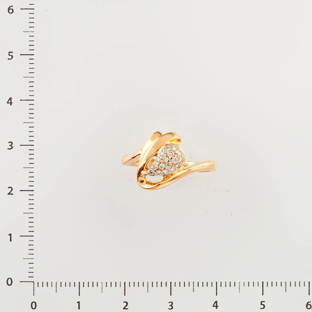 Кольцо с бриллиантом из красного золота 585 пробы