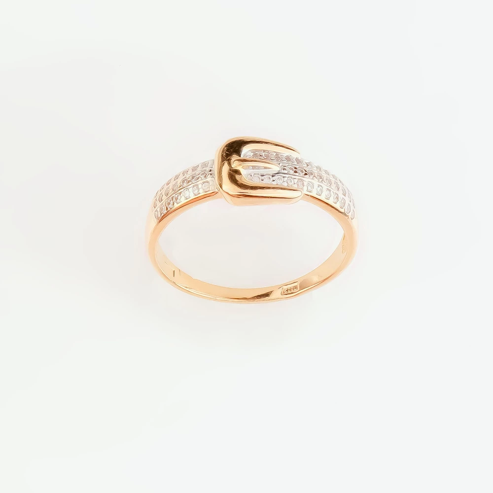 Кольцо с фианитом из красного золота 585 пробы