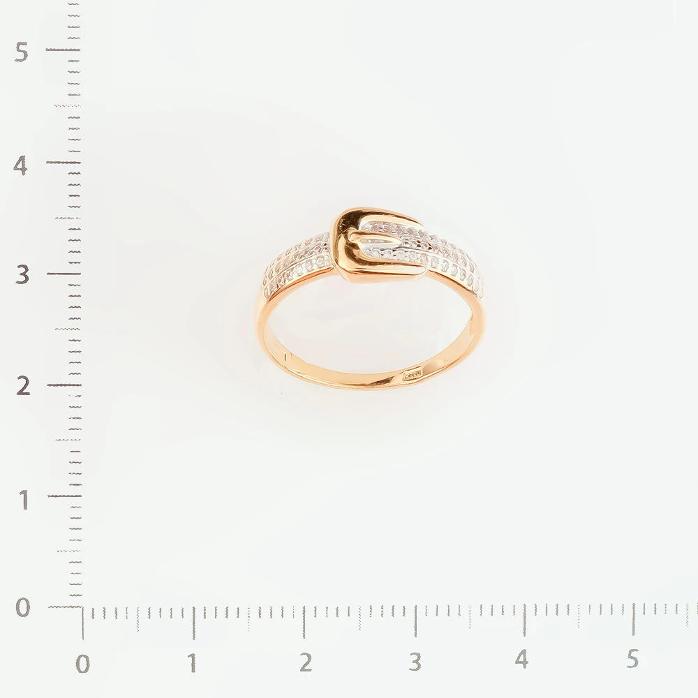 Кольцо с фианитом из красного золота 585 пробы