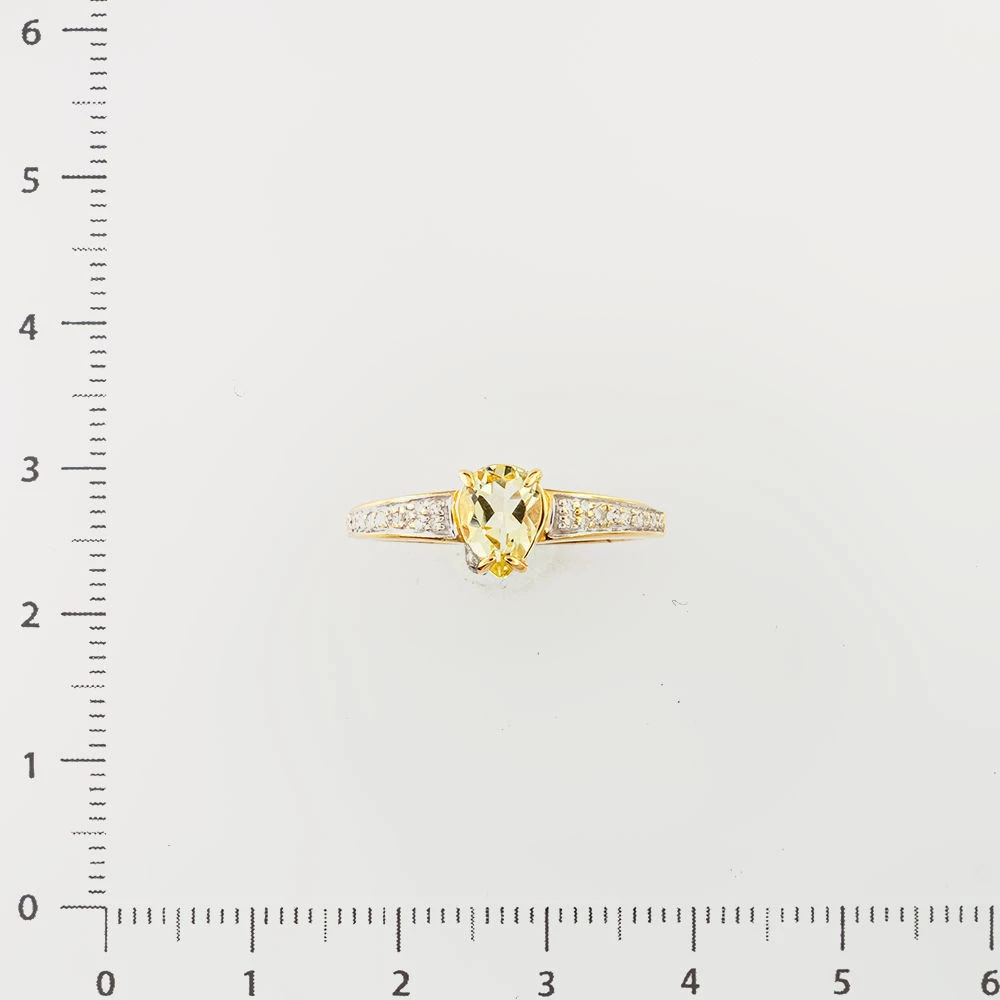 Кольцо с цитрином из желтого золота 585 пробы