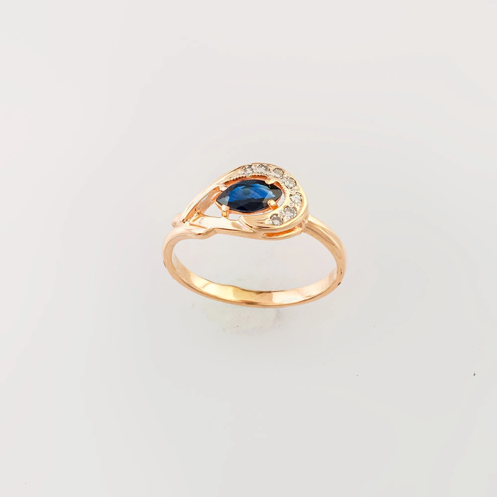 Кольцо с сапфиром из красного золота 585 пробы