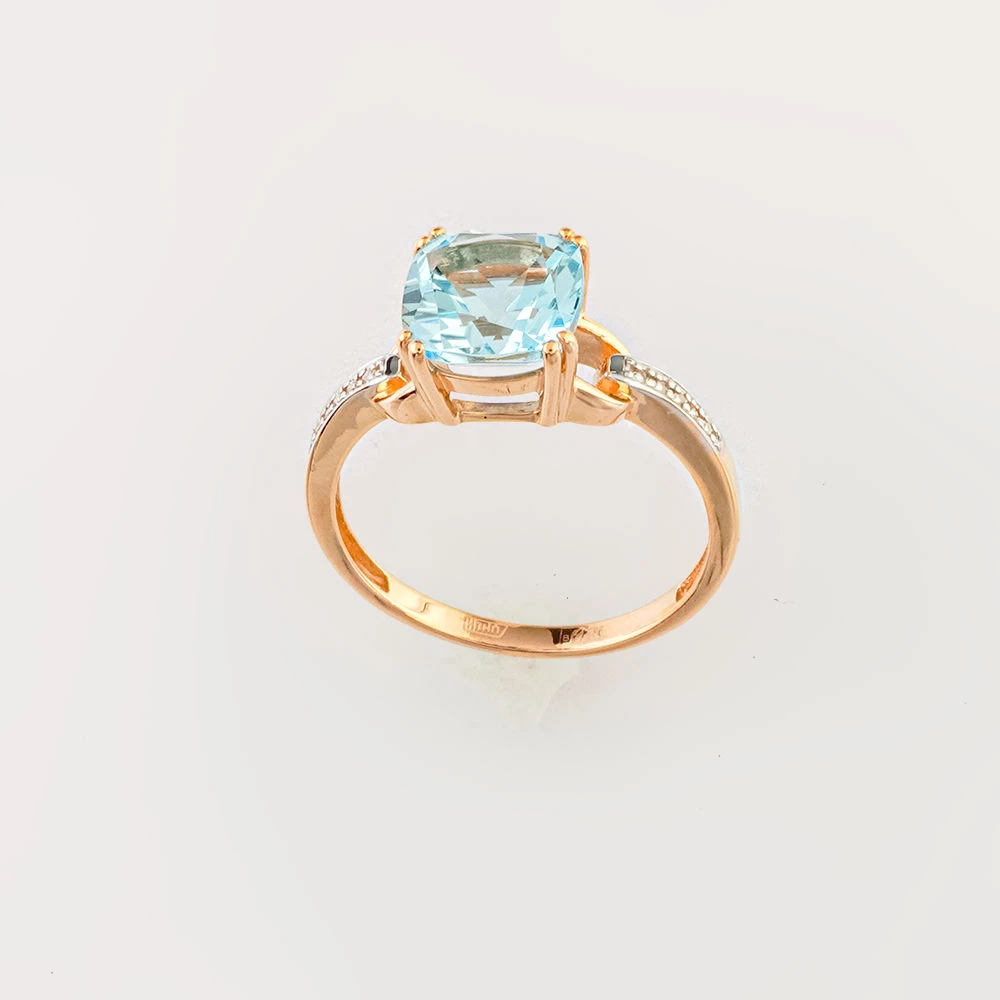 Кольцо с топазом из красного золота 585 пробы