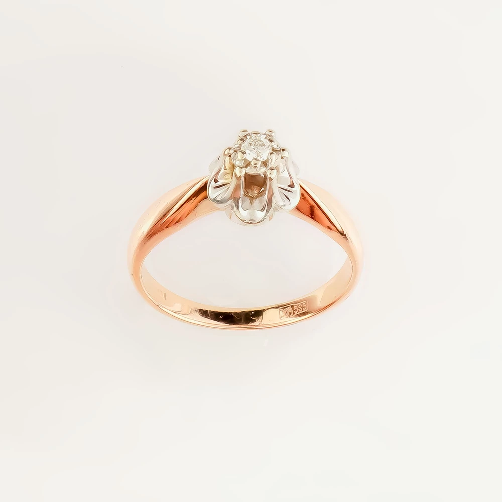 Кольцо с бриллиантом из красного золота 585 пробы