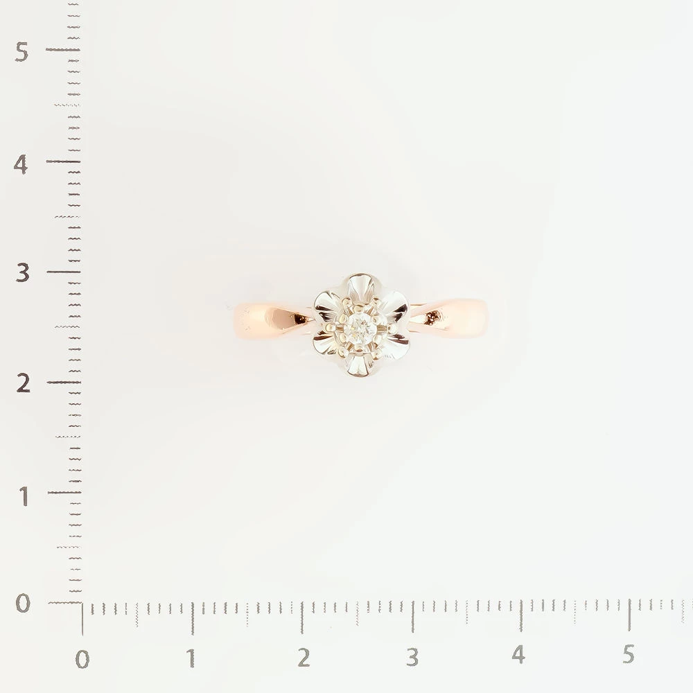 Кольцо с бриллиантом из красного золота 585 пробы