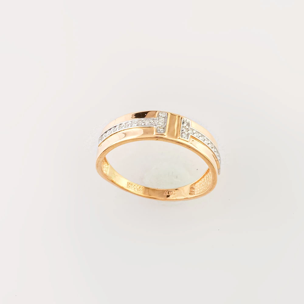 Кольцо с бриллиантом из красного золота 585 пробы