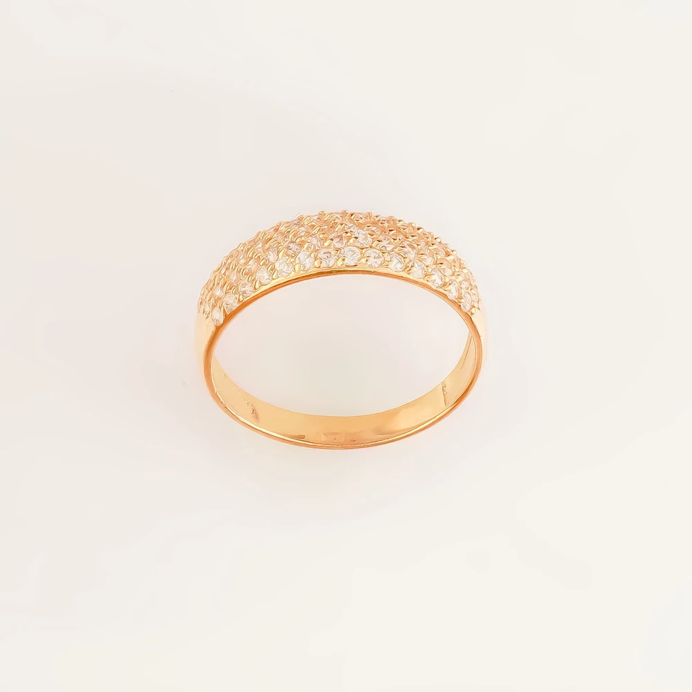 Кольцо с фианитом из красного золота 585 пробы