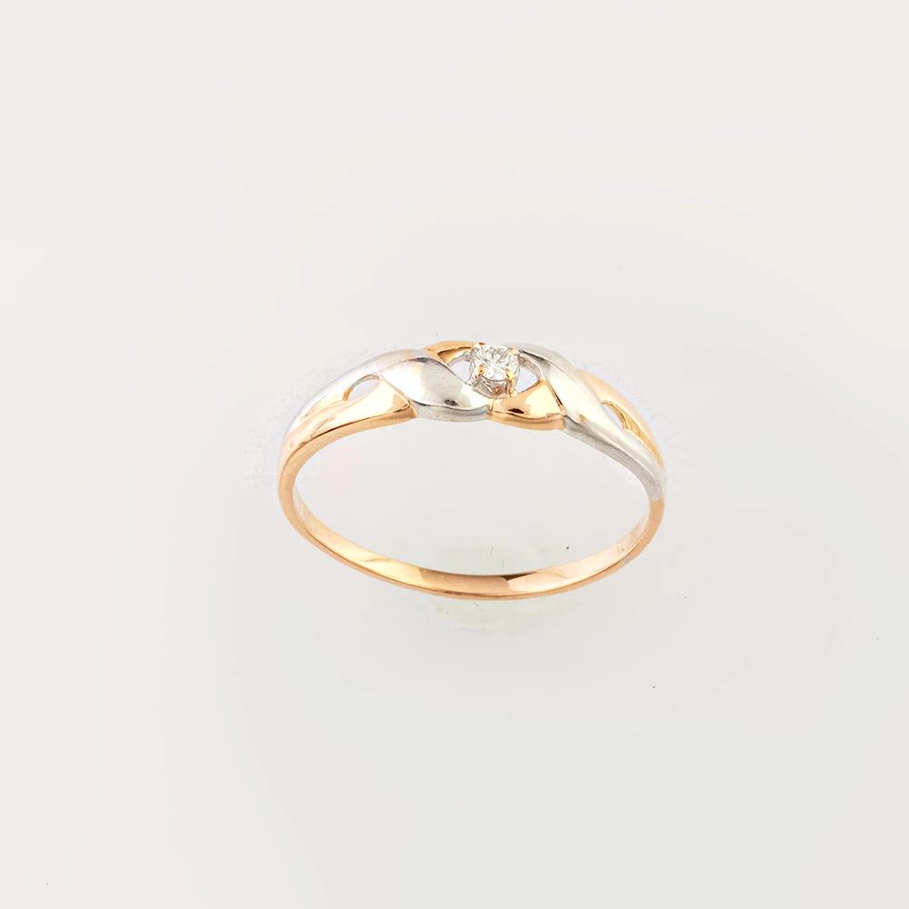 Кольцо с бриллиантом из красного золота 585 пробы