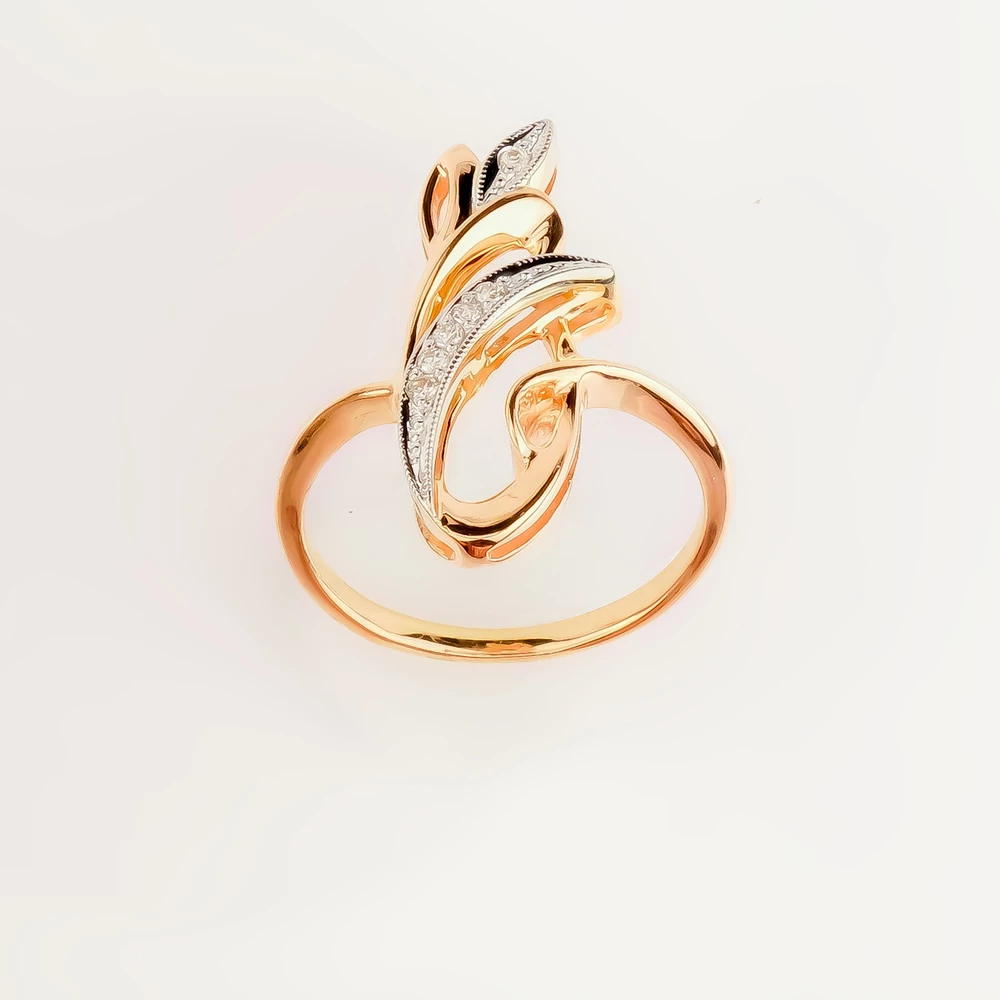 Кольцо с бриллиантом из красного золота 585 пробы