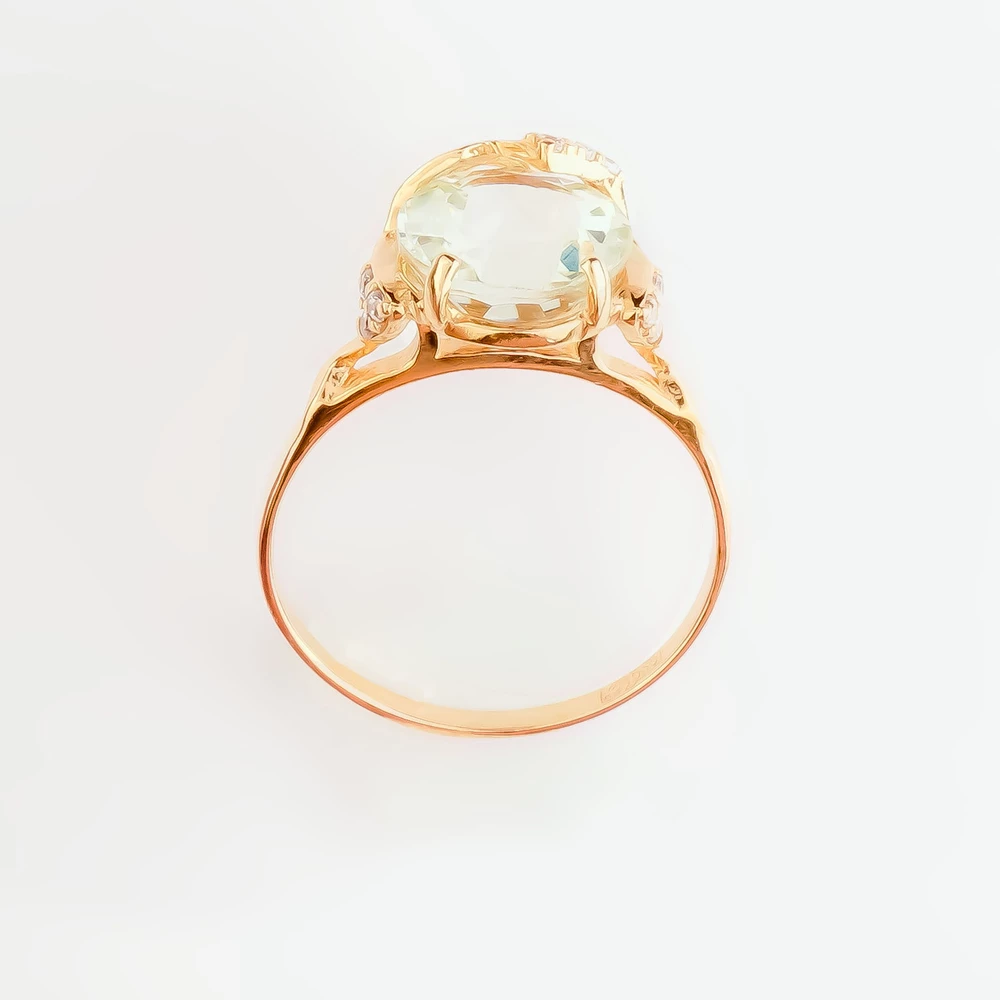 Кольцо с празиолитом из красного золота 585 пробы