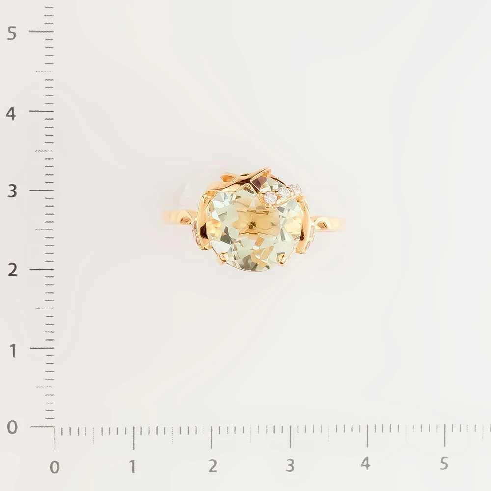 Кольцо с празиолитом из красного золота 585 пробы