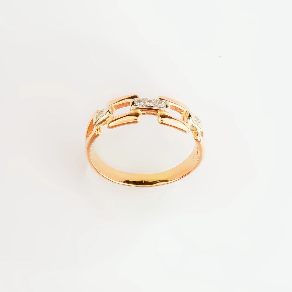 Кольцо с фианитом из красного золота 585 пробы