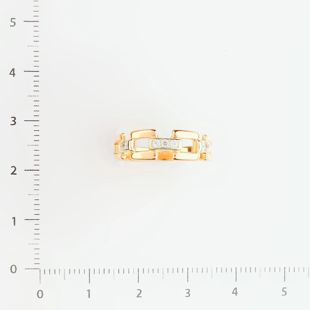 Кольцо с фианитом из красного золота 585 пробы