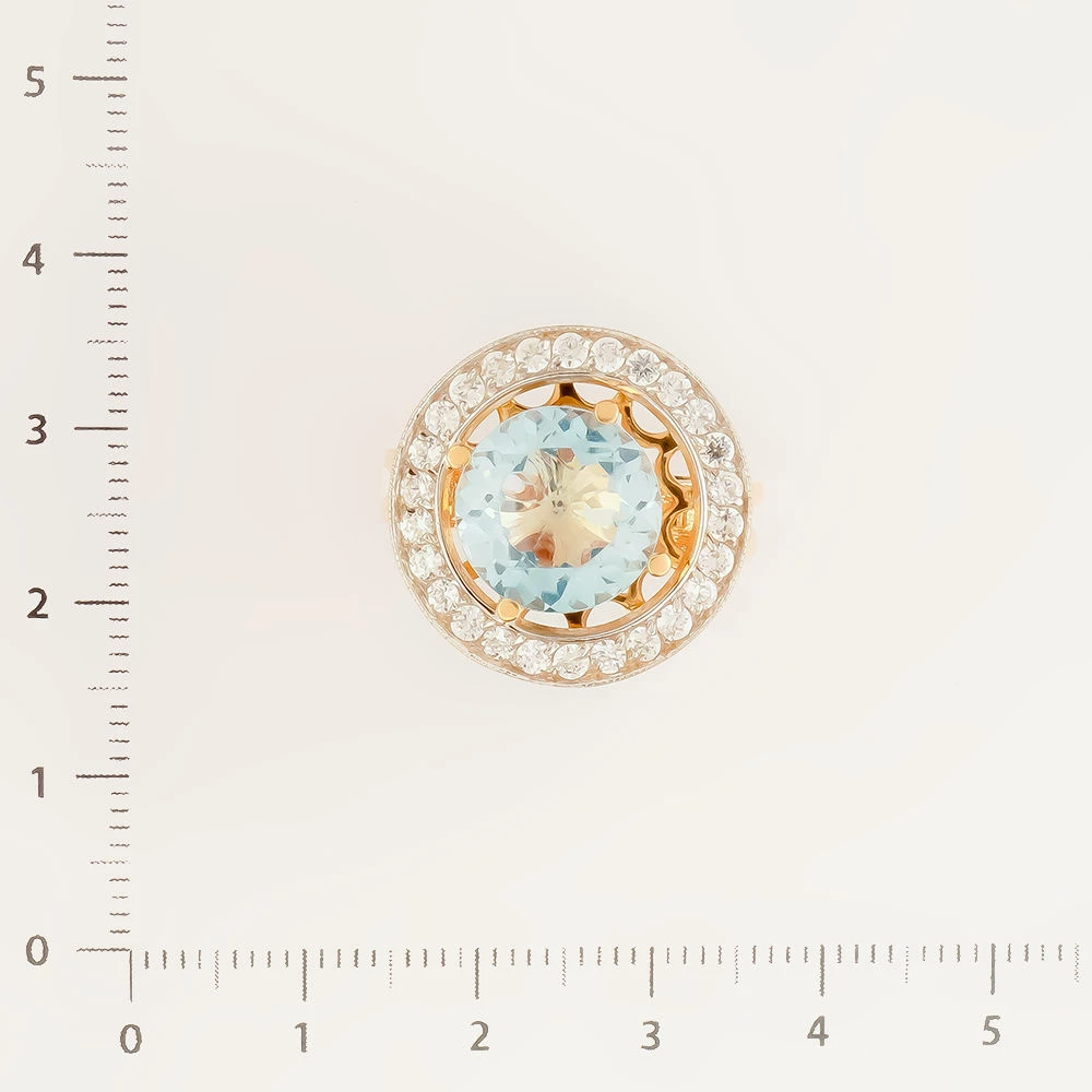 Кольцо с топазом из красного золота 585 пробы