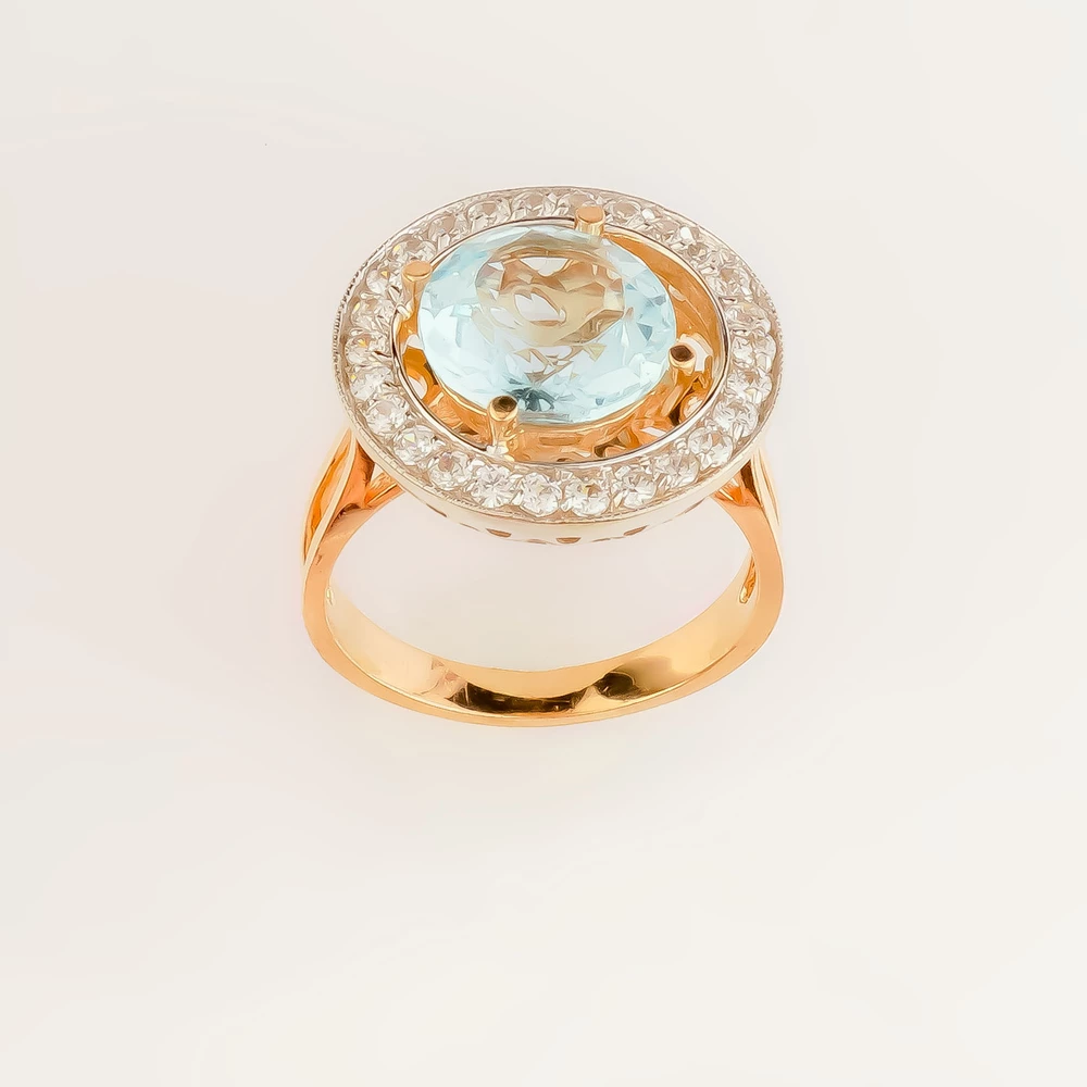 Кольцо с топазом из красного золота 585 пробы