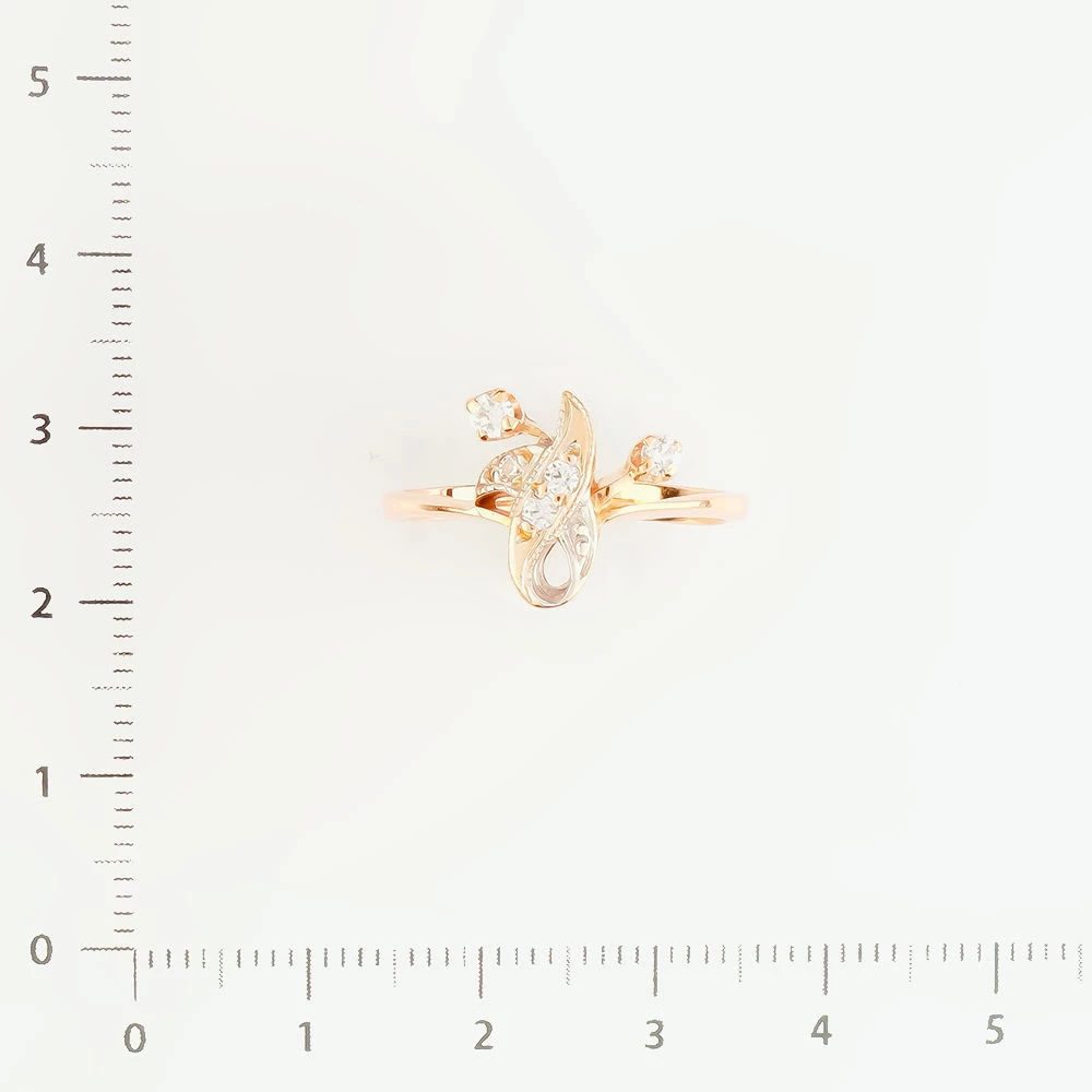 Кольцо с фианитом из красного золота 585 пробы