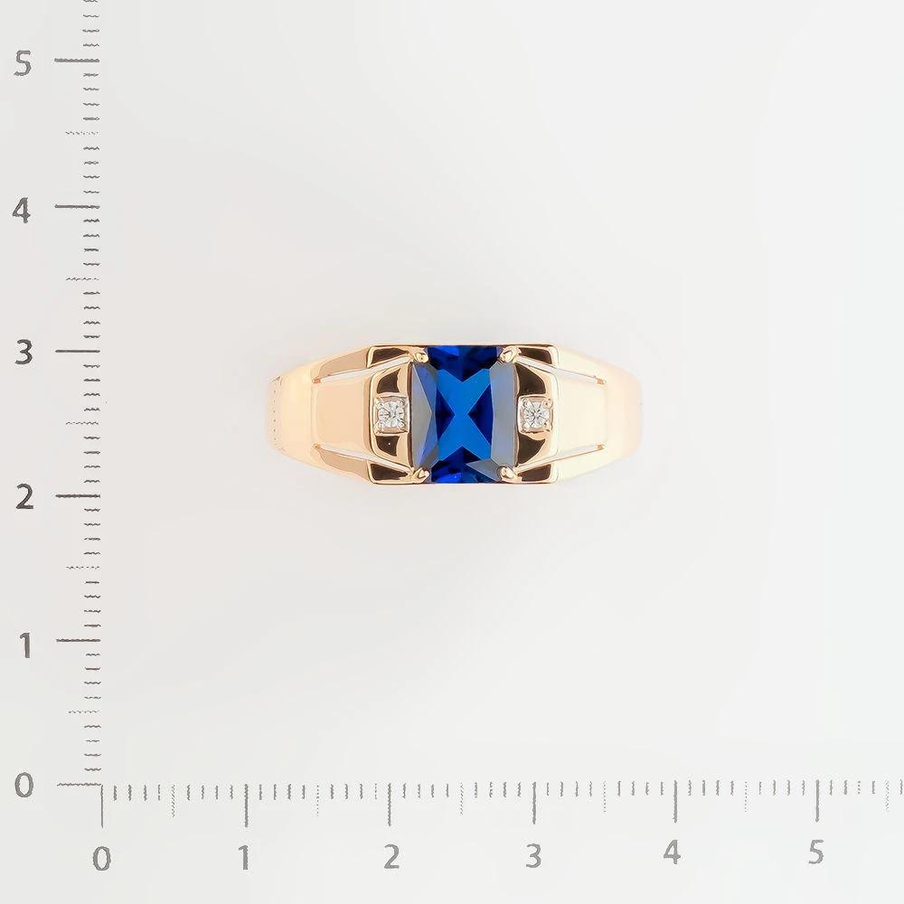 Кольцо с сапфиром синтетическим из красного золота 585 пробы