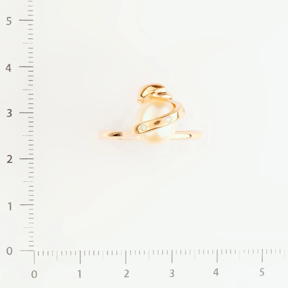 Кольцо с культивированным жемчугом из красного золота 585 пробы