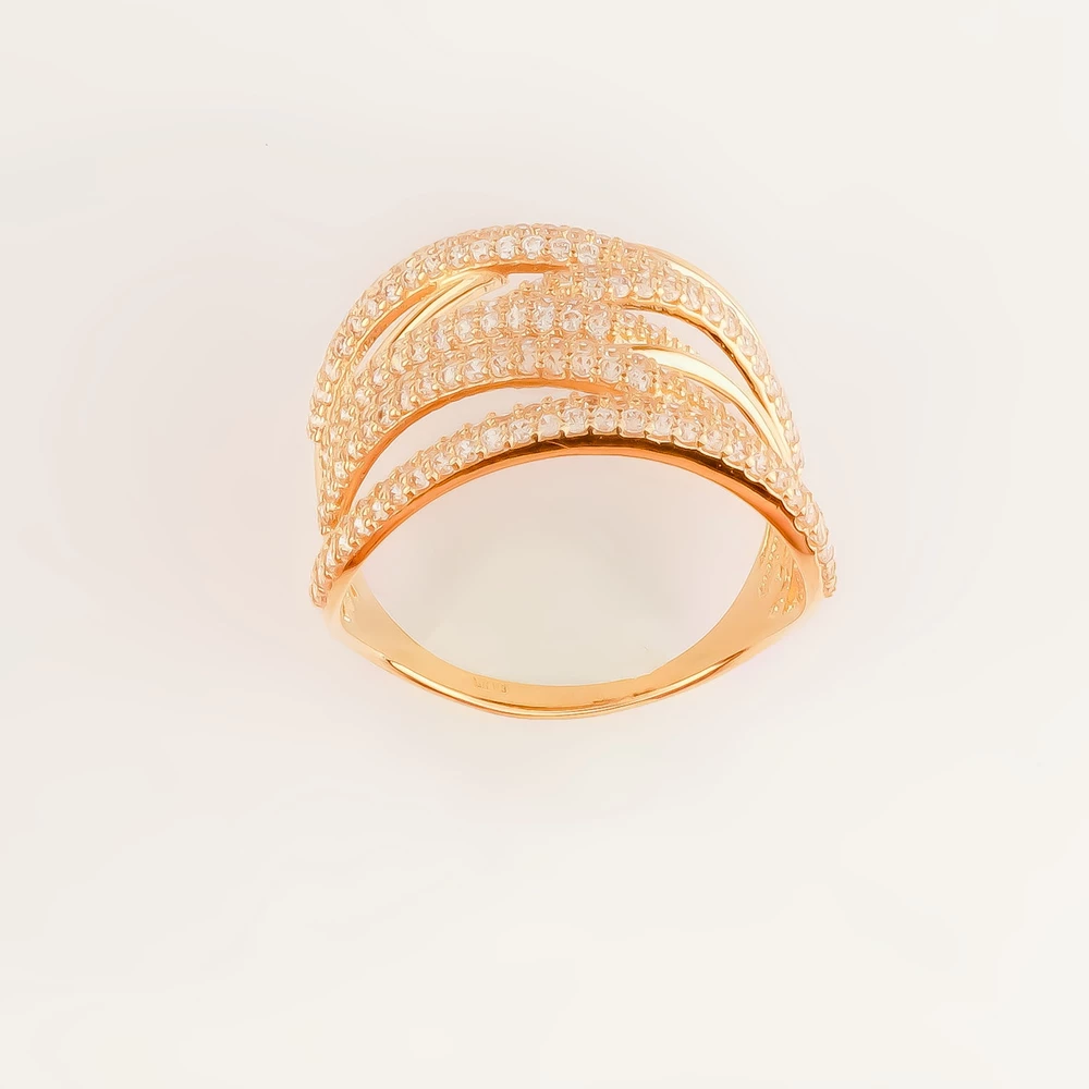 Кольцо с фианитом из красного золота 585 пробы