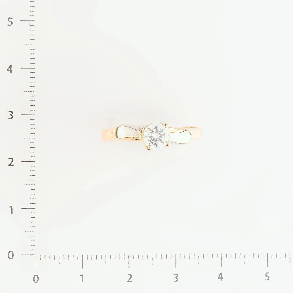 Кольцо с фианитом из красного золота 585 пробы