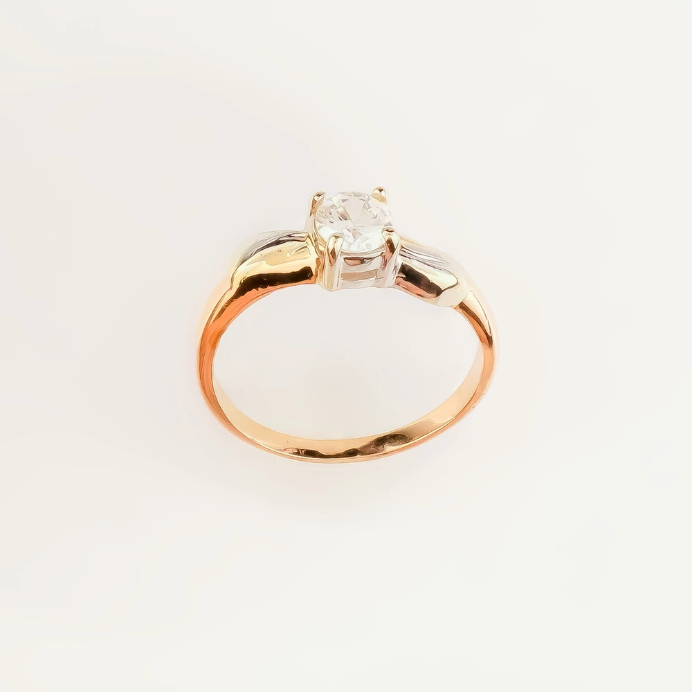 Кольцо с фианитом из красного золота 585 пробы