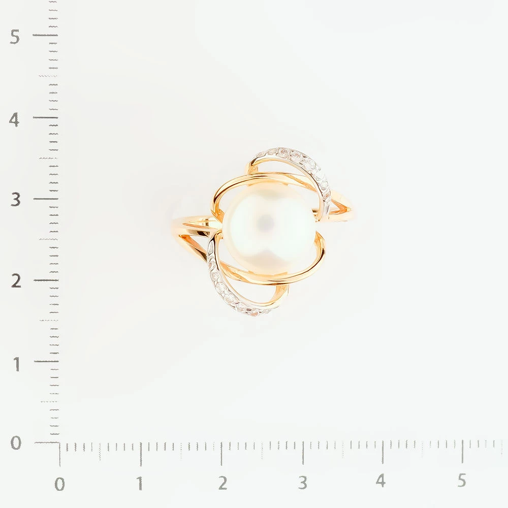 Кольцо с культивированным жемчугом из красного золота 585 пробы