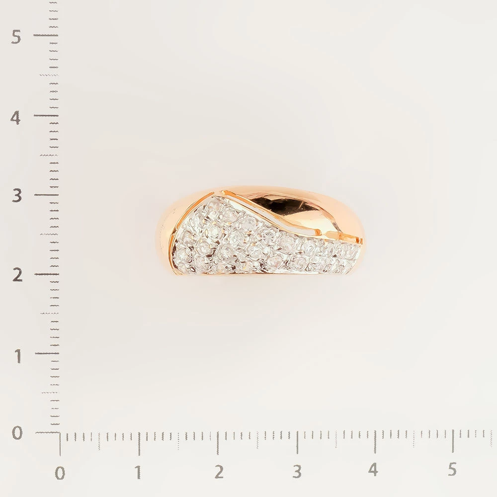 Кольцо с фианитом из красного золота 585 пробы